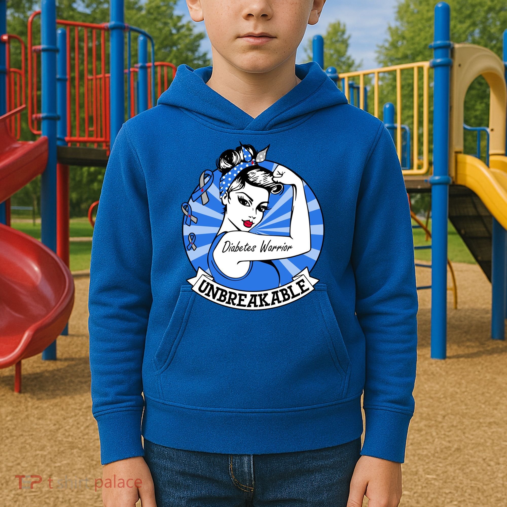 Wo Diabetes Warrior Unbreakable Gift Diabetes Awareness Cute Gift Kids Hoodie