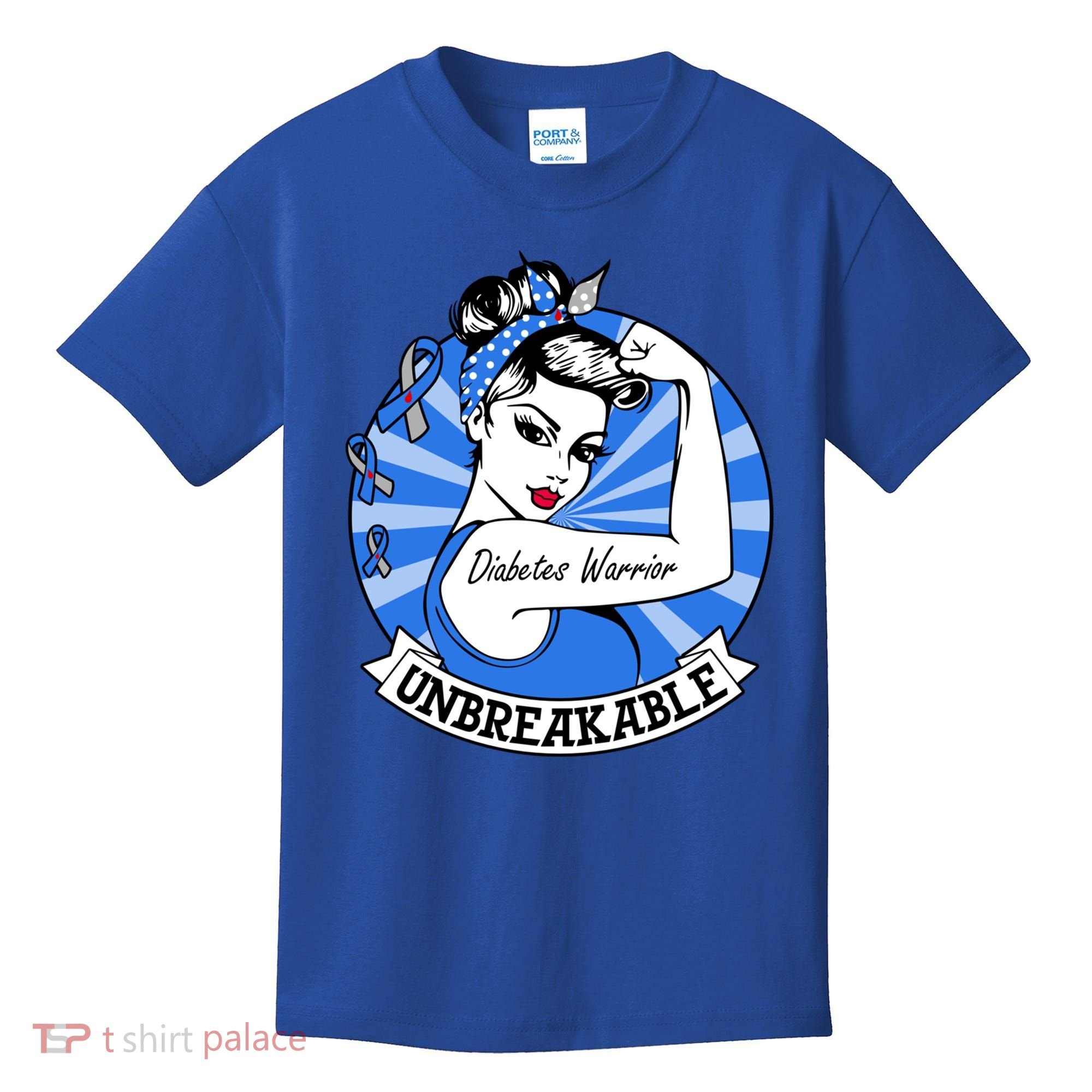 Wo Diabetes Warrior Unbreakable Gift Diabetes Awareness Cute Gift Kids T-Shirt