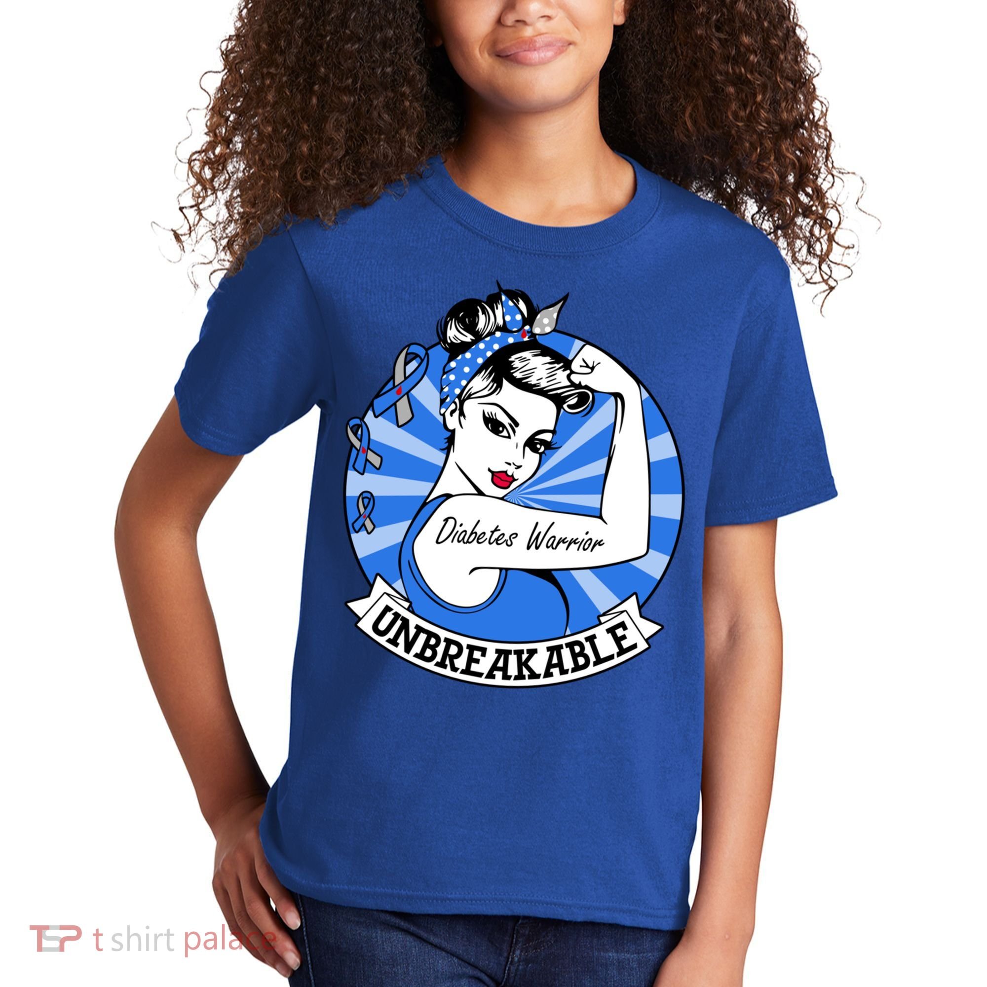Wo Diabetes Warrior Unbreakable Gift Diabetes Awareness Cute Gift Kids T-Shirt
