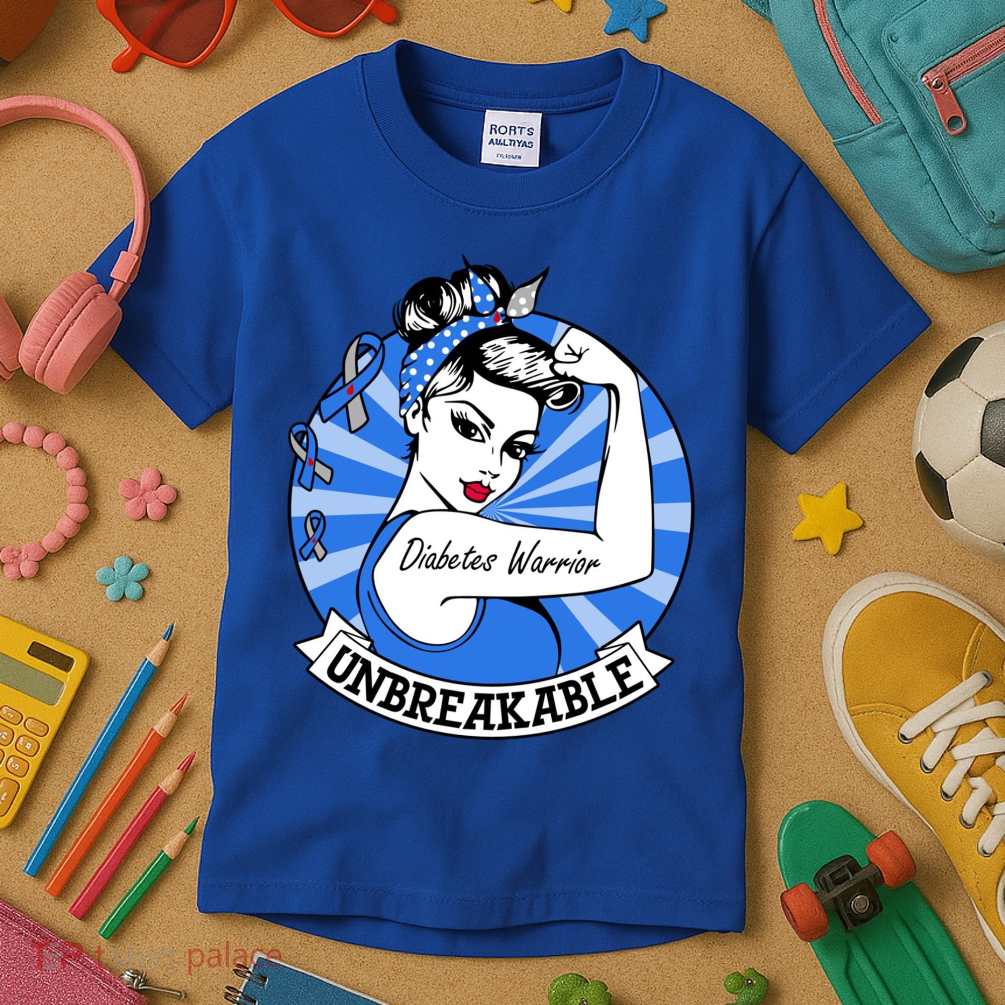 Wo Diabetes Warrior Unbreakable Gift Diabetes Awareness Cute Gift Kids T-Shirt
