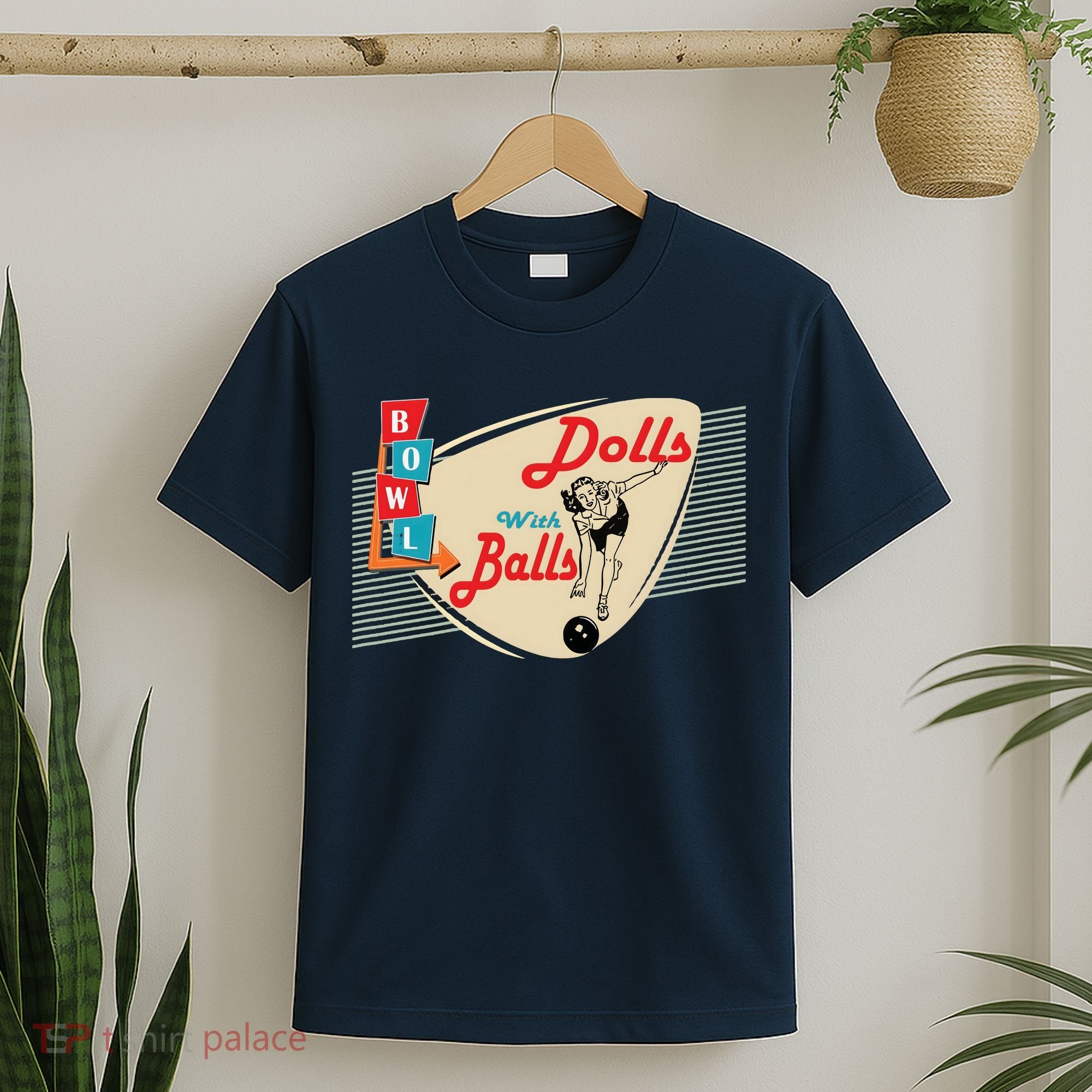Womens Dolls With Balls Vintage Retro Matching Bowling Team T-Shirt