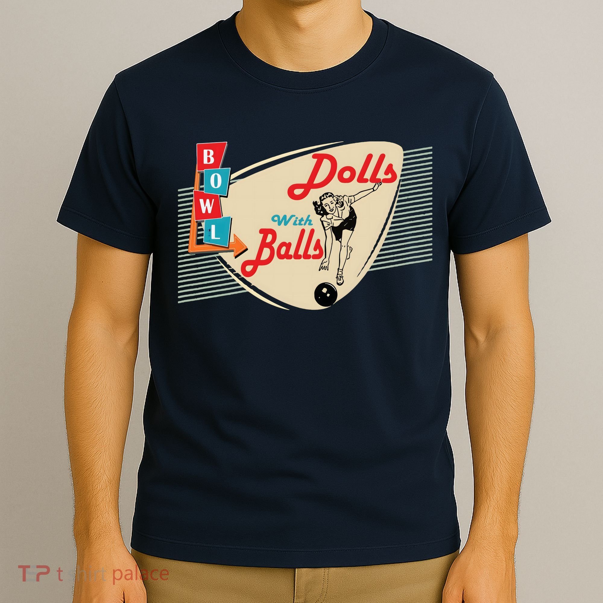 Womens Dolls With Balls Vintage Retro Matching Bowling Team T-Shirt