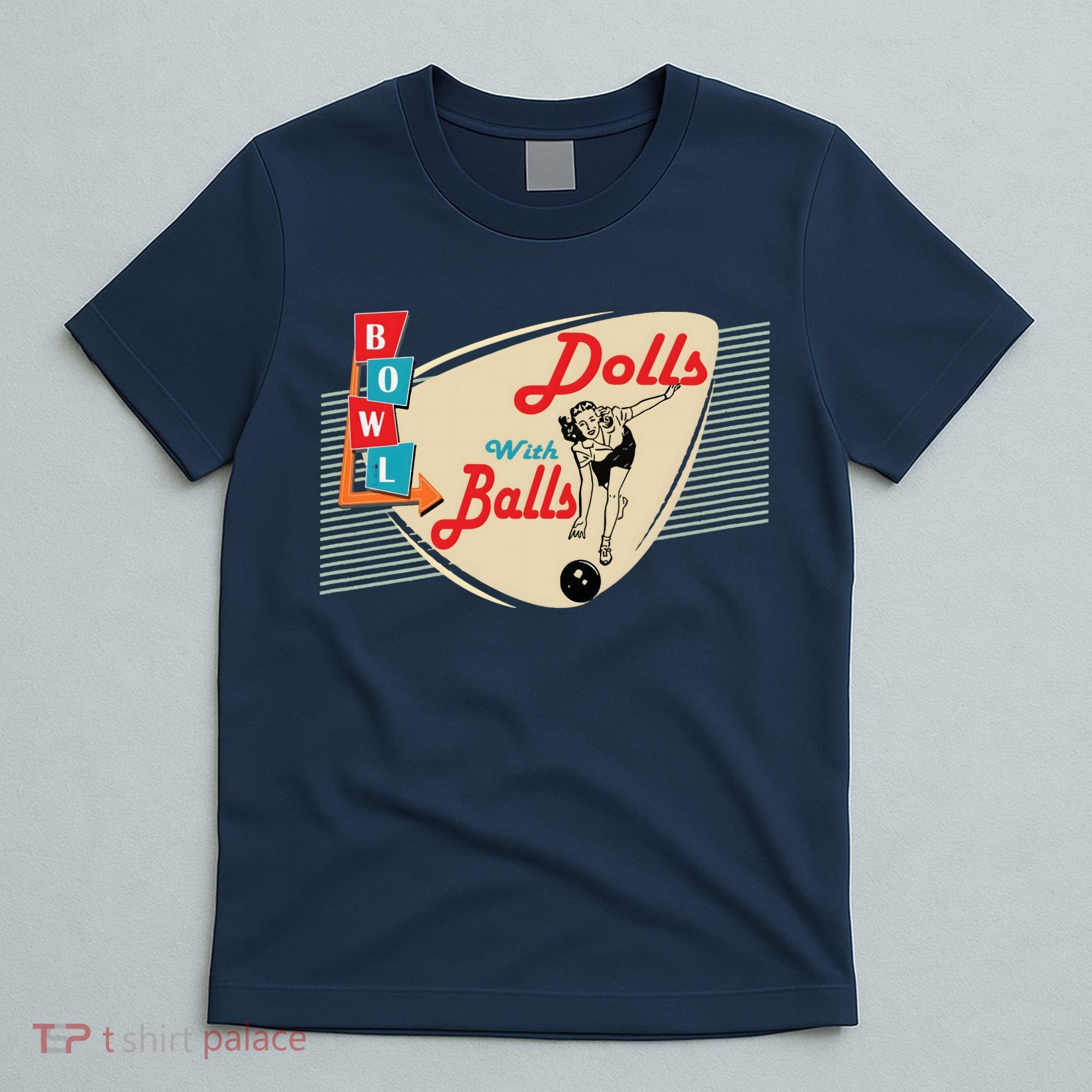 Womens Dolls With Balls Vintage Retro Matching Bowling Team T-Shirt