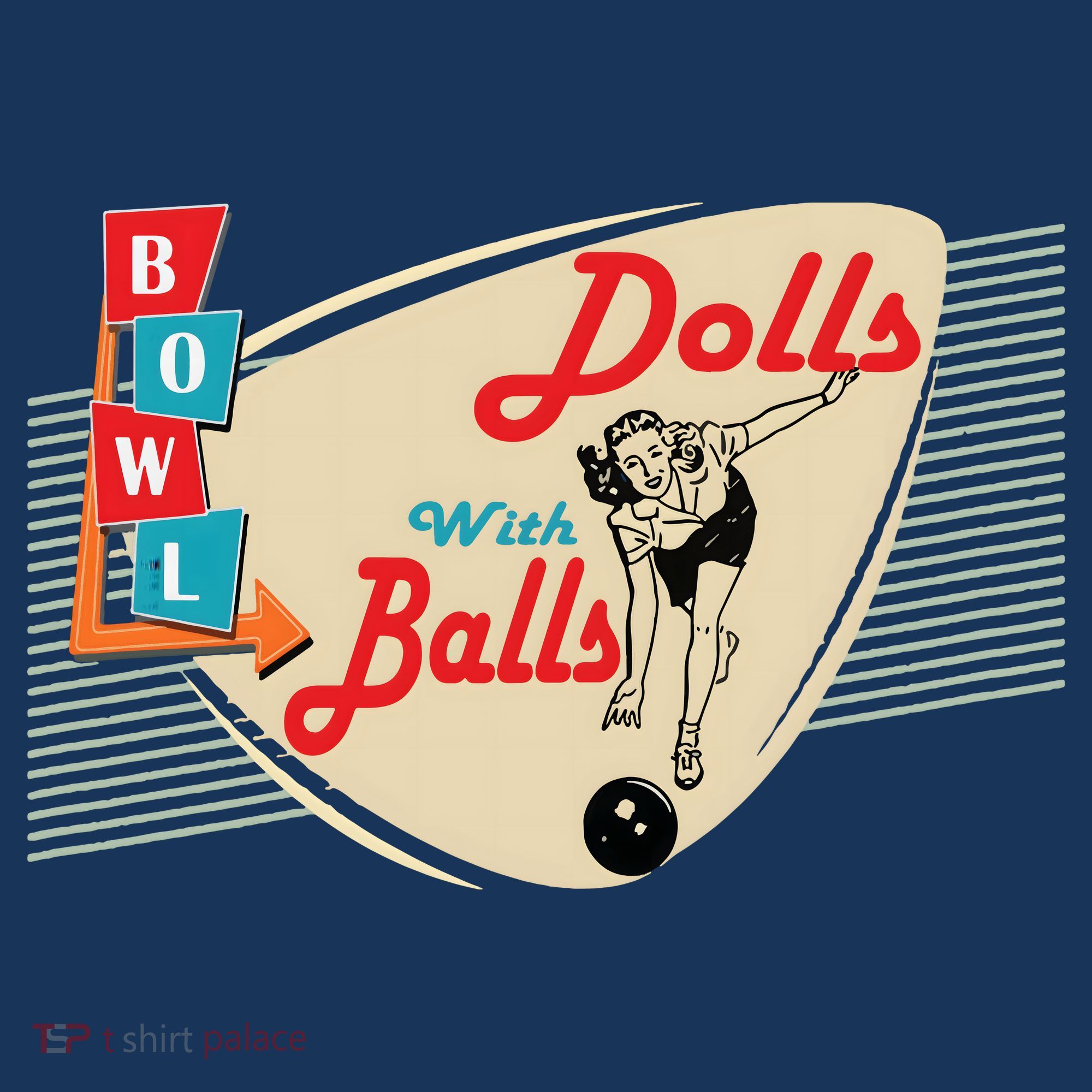 Womens Dolls With Balls Vintage Retro Matching Bowling Team T-Shirt