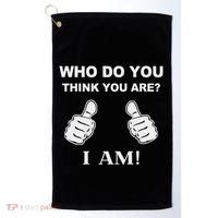 Who Do You Think You Are I Am Viral Funny Bowling Meme Golf Towel thumb 0