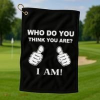 Who Do You Think You Are I Am Viral Funny Bowling Meme Golf Towel thumb 1