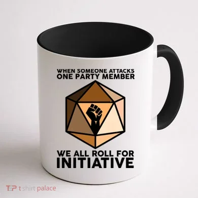 We All Roll For Initiative DnD Dice BLM Coffee Mug back