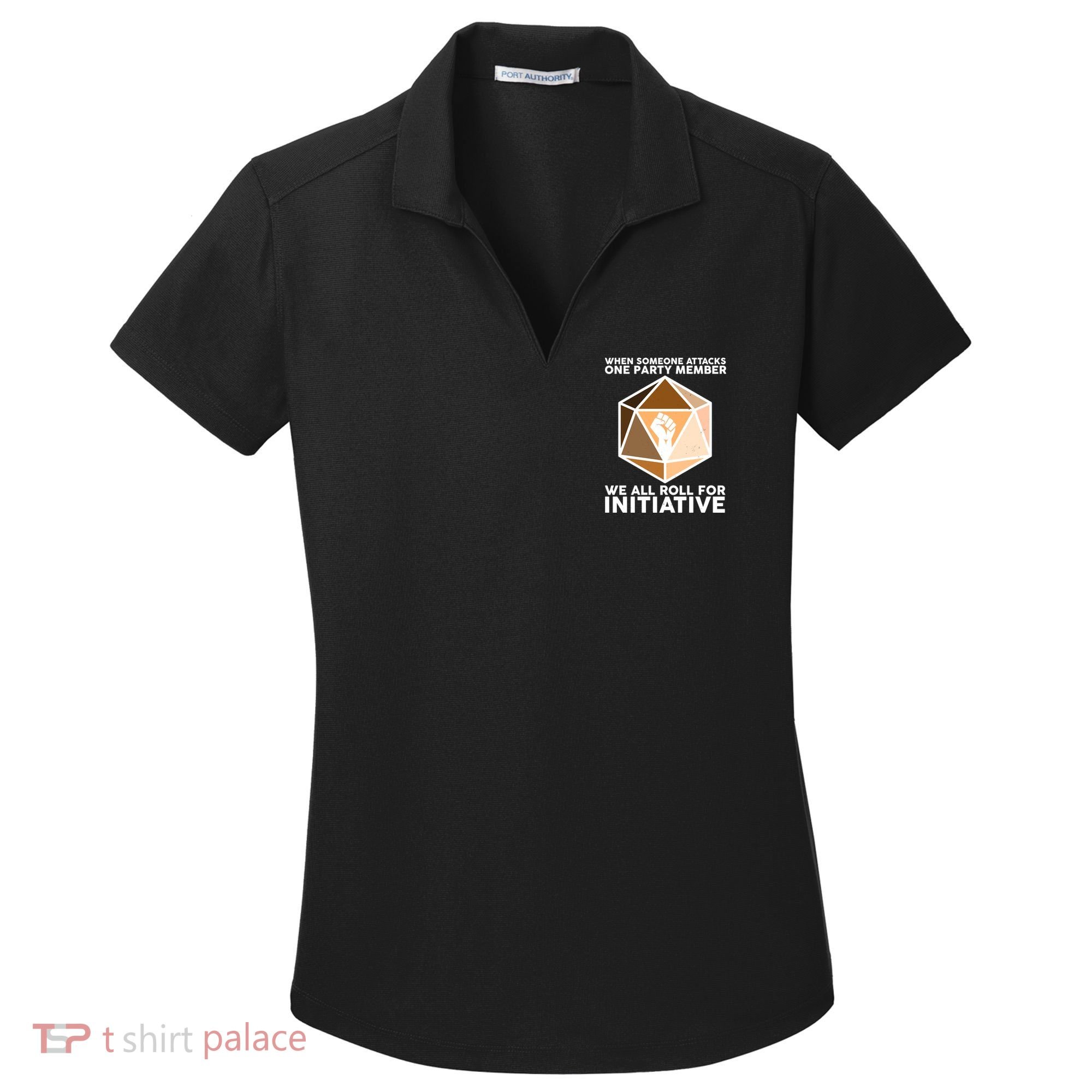 We All Roll For Initiative DnD Dice BLM Women's Dry Zone Grid Polo