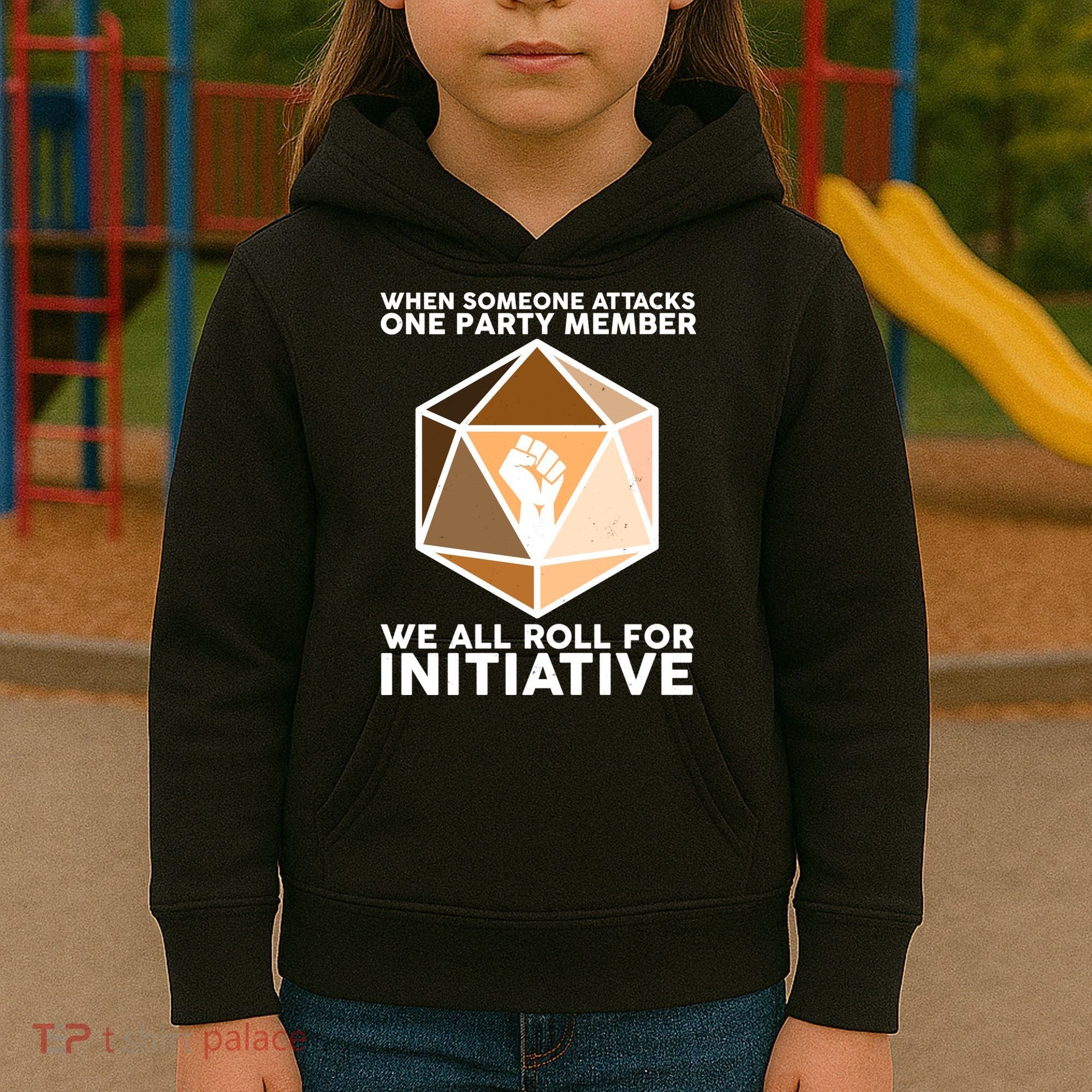 We All Roll For Initiative DnD Dice BLM Kids Hoodie