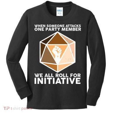 We All Roll For Initiative DnD Dice BLM Kids Long Sleeve Shirt