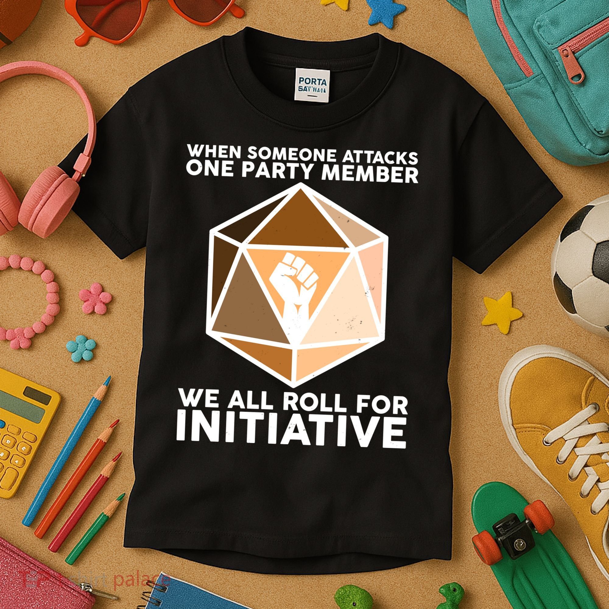 We All Roll For Initiative DnD Dice BLM Kids T-Shirt