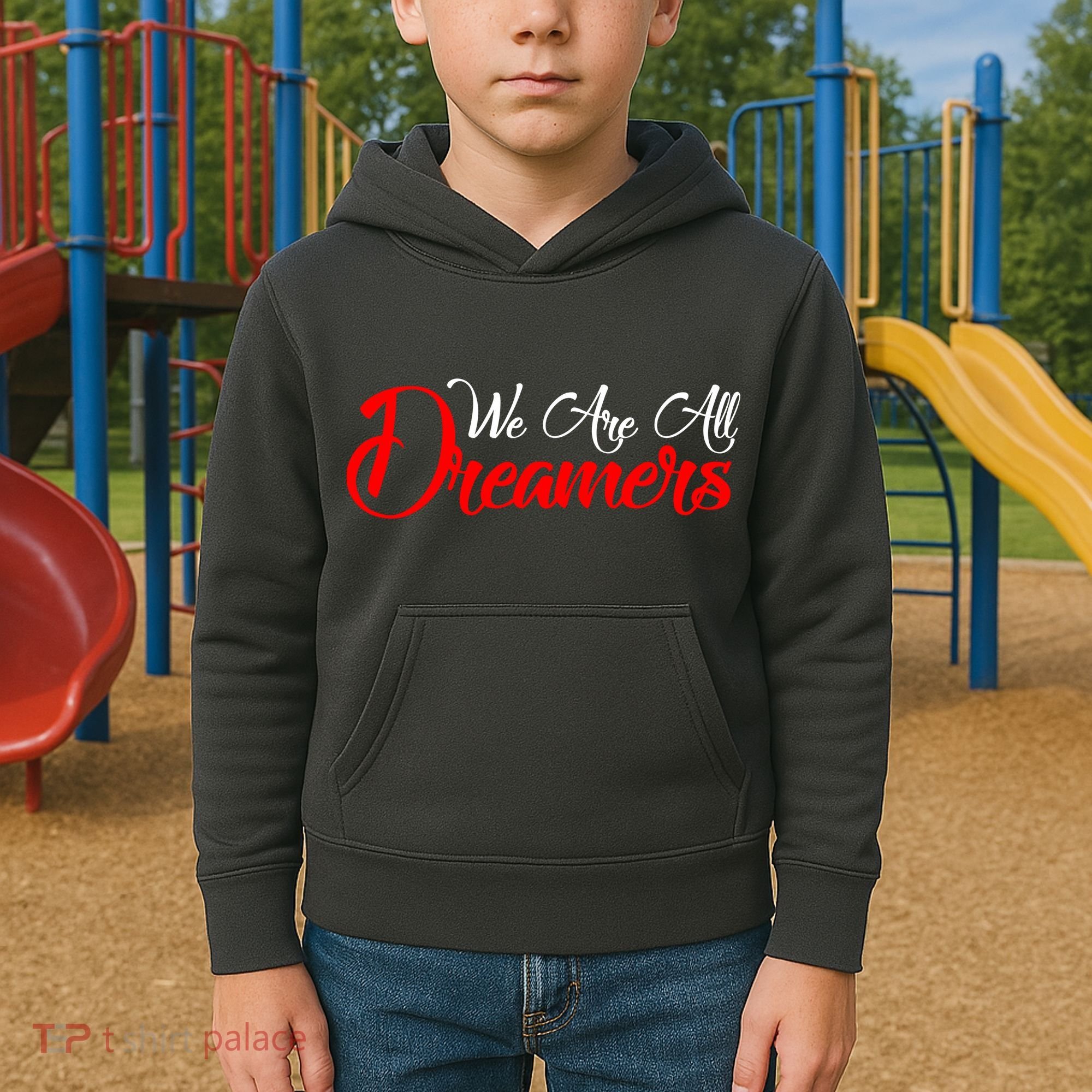 We are All Dreamers Script Logo Support DACA Kids Hoodie