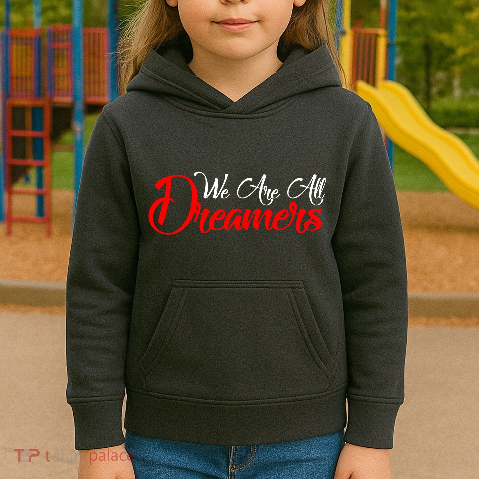 We are All Dreamers Script Logo Support DACA Kids Hoodie