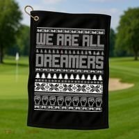 We Are All Dreamers Ugly Christmas Golf Towel thumb 1