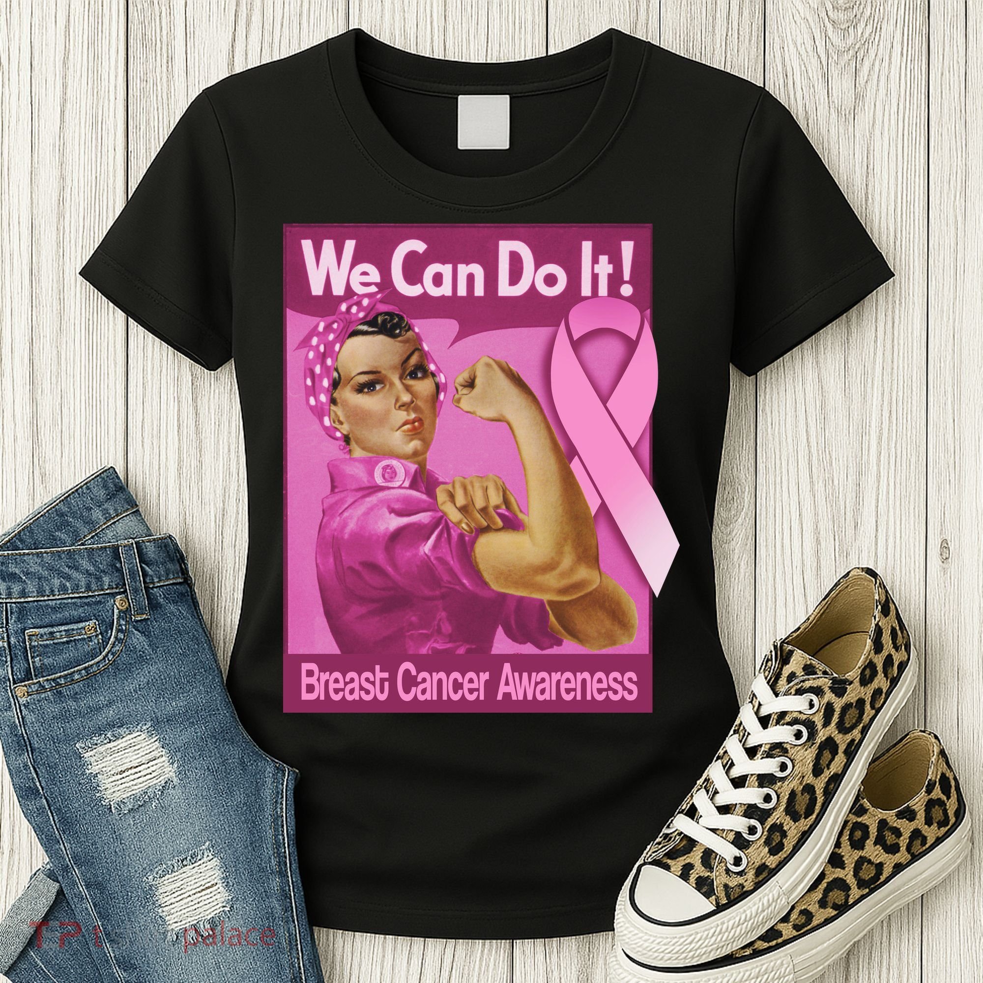 We Can Do It Fight Breast Cancer Women's T-Shirt