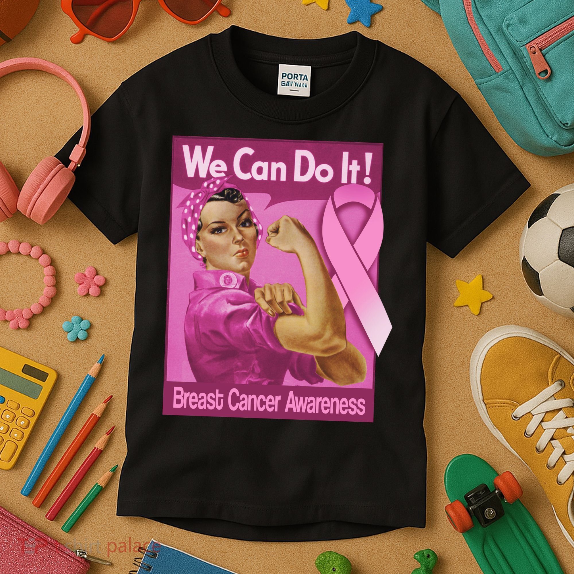 We Can Do It Fight Breast Cancer Kids T-Shirt