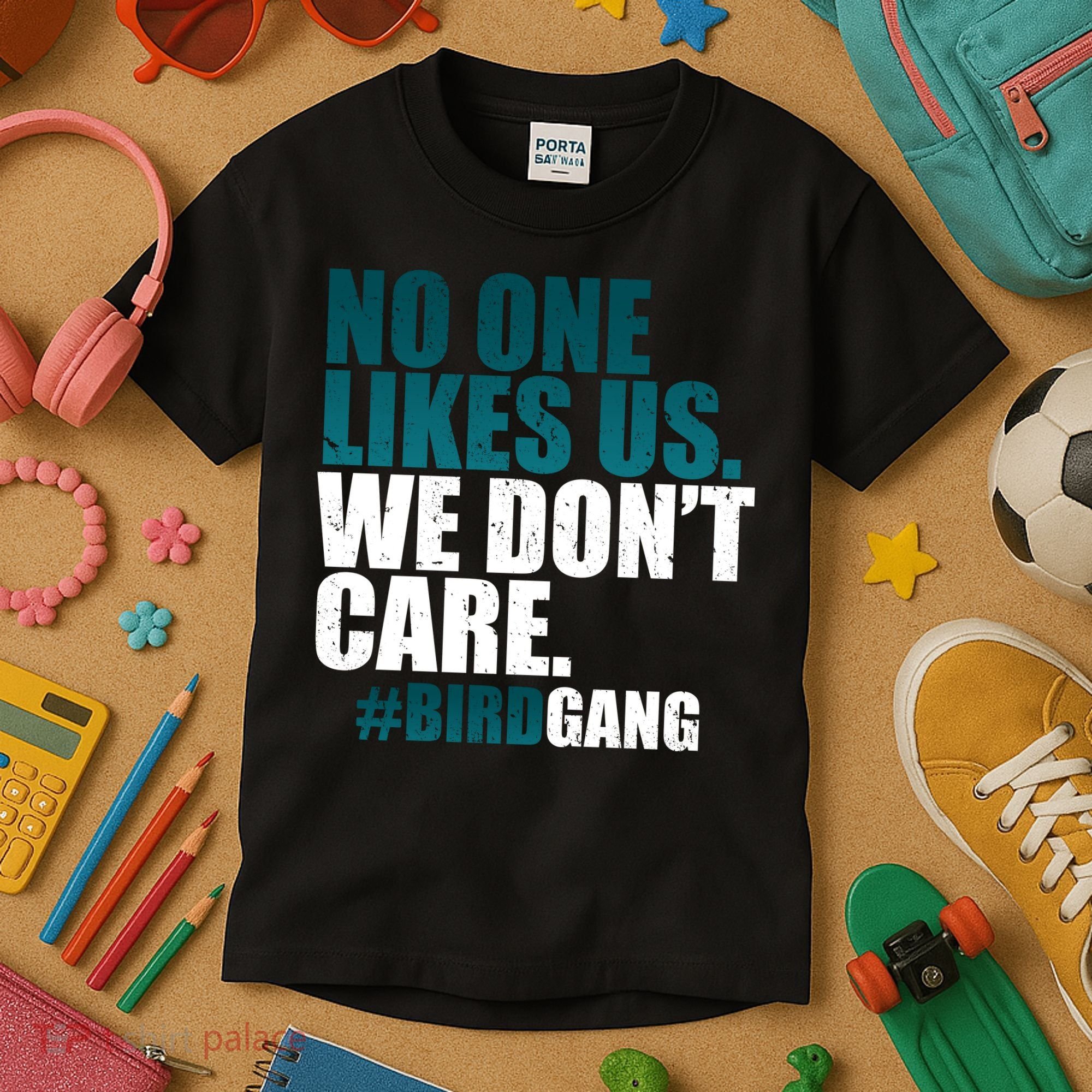 We Don't Care Birdgang Philadelphia Football Kids T-Shirt