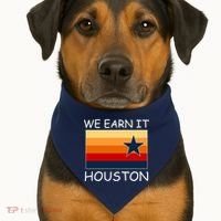We Earn It Houston Texas Star Flag USA-Made Doggie Bandana thumb 1