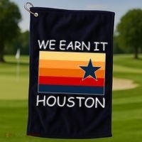We Earn It Houston Texas Star Flag Golf Towel thumb 1