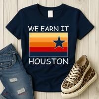 We Earn It Houston Texas Star Flag Women's T-Shirt thumb 3