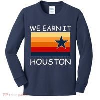 We Earn It Houston Texas Star Flag Kids Long Sleeve Shirt thumb 0