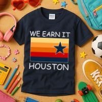 We Earn It Houston Texas Star Flag Kids T-Shirt thumb 3