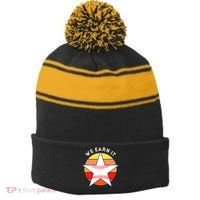 We Earn It Houston Throwback Baseball Star Stripe Pom Pom Beanie thumb 0