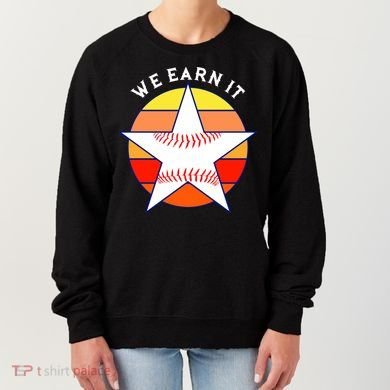 We Earn It Houston Throwback Baseball Star Women's Sweatshirt