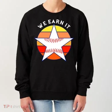 We Earn It Houston Throwback Baseball Star Women's Sweatshirt