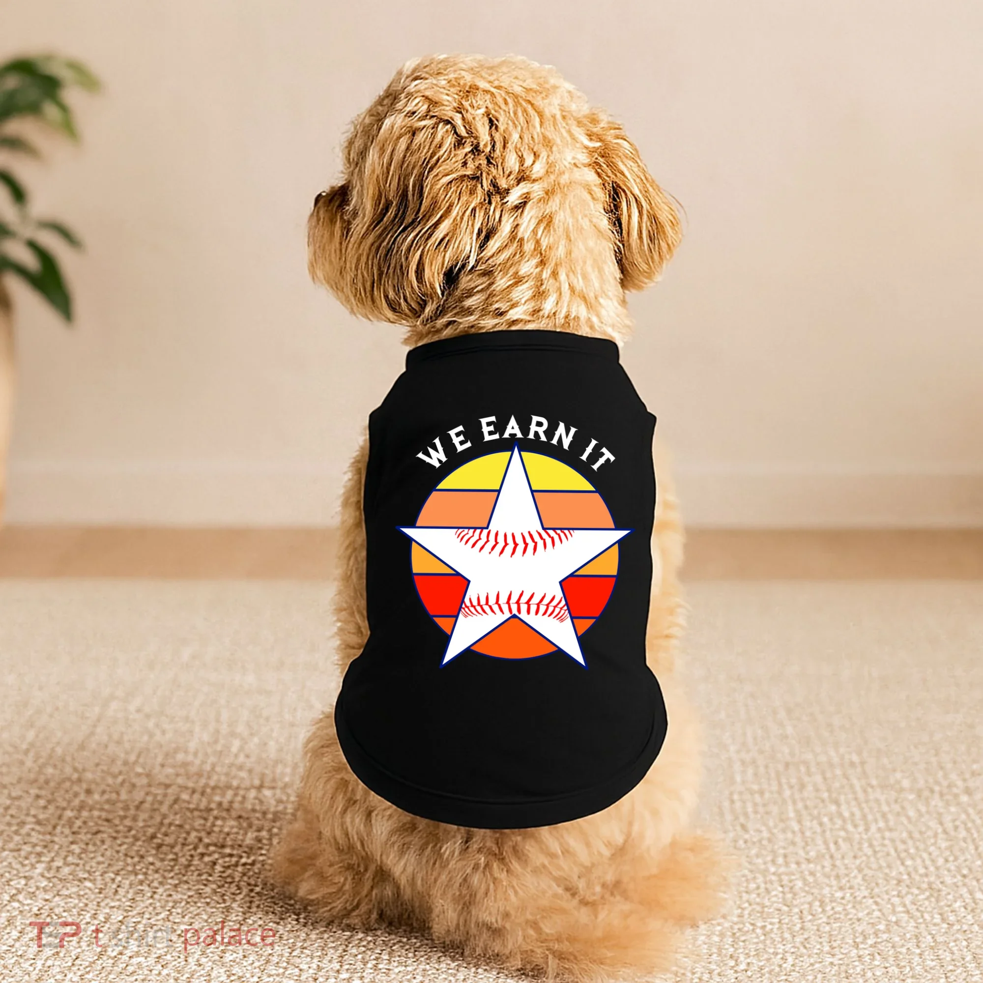 We Earn It Houston Throwback Baseball Star Doggie Tank