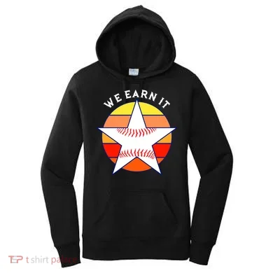 We Earn It Houston Throwback Baseball Star Women's Hoodie