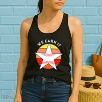 We Earn It Houston Throwback Baseball Star Women's Tank Top thumb 2