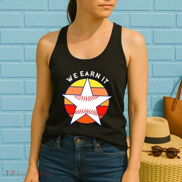 We Earn It Houston Throwback Baseball Star Women's Tank Top