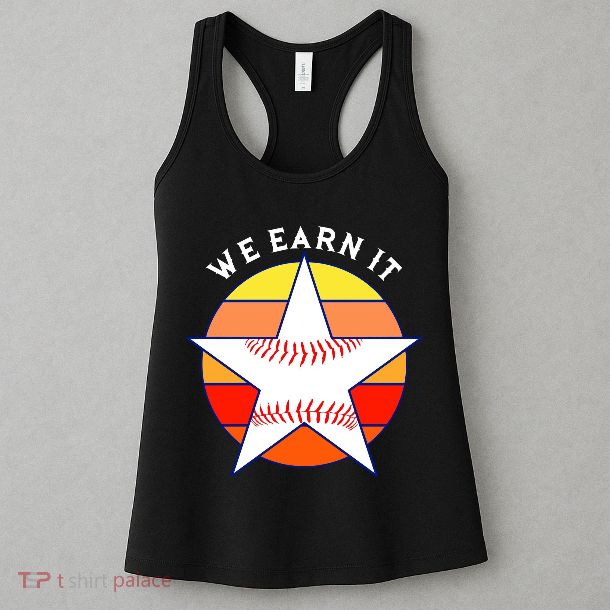 We Earn It Houston Throwback Baseball Star Women's Tank Top