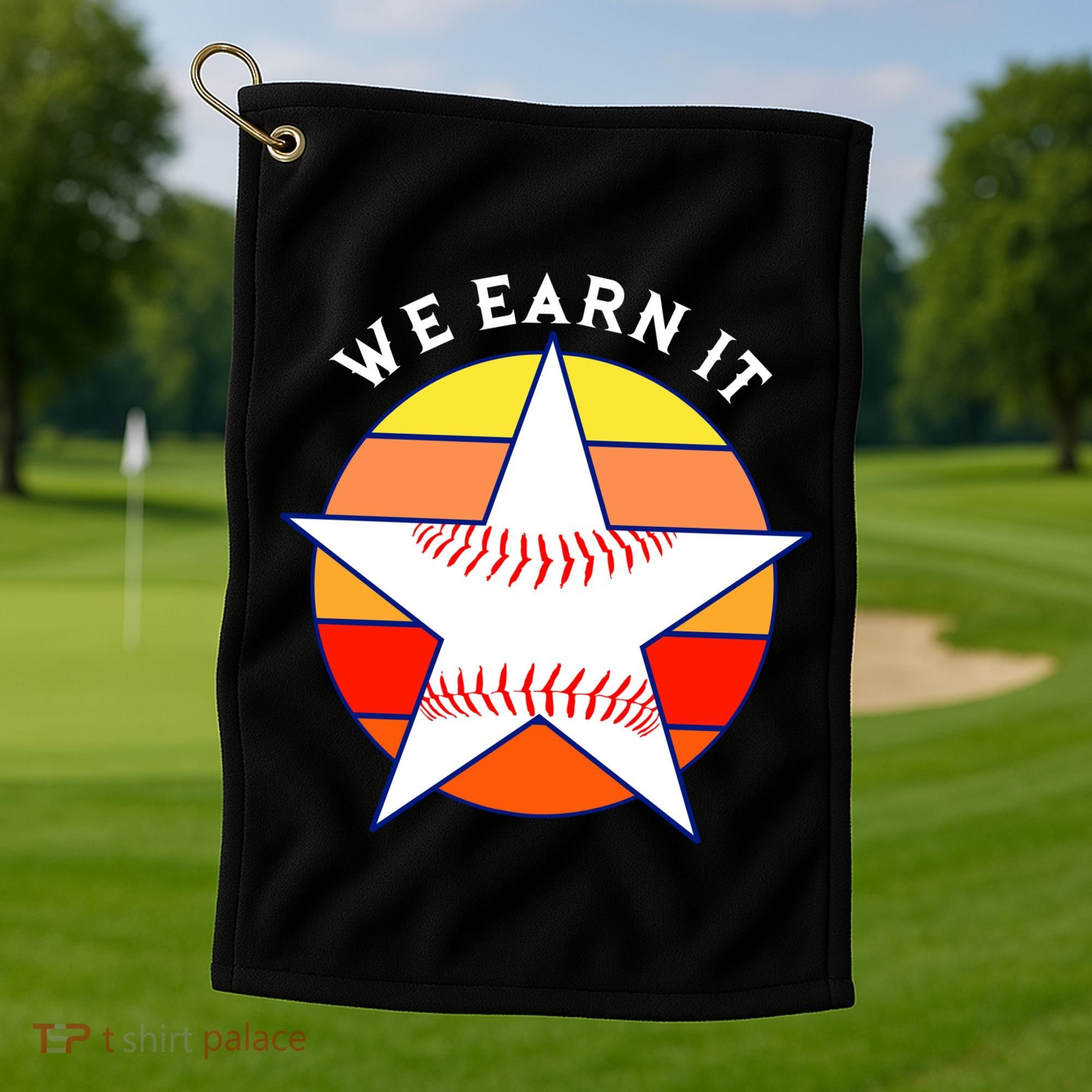 We Earn It Houston Throwback Baseball Star Golf Towel