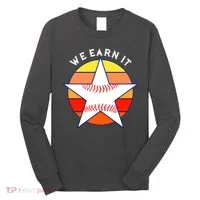 We Earn It Houston Throwback Baseball Star Long Sleeve Shirt thumb 0