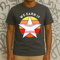 We Earn It Houston Throwback Baseball Star T-Shirt thumb 3