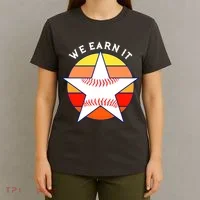 We Earn It Houston Throwback Baseball Star T-Shirt thumb 4