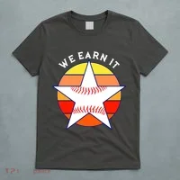 We Earn It Houston Throwback Baseball Star T-Shirt thumb 5