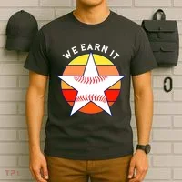 We Earn It Houston Throwback Baseball Star T-Shirt thumb 6