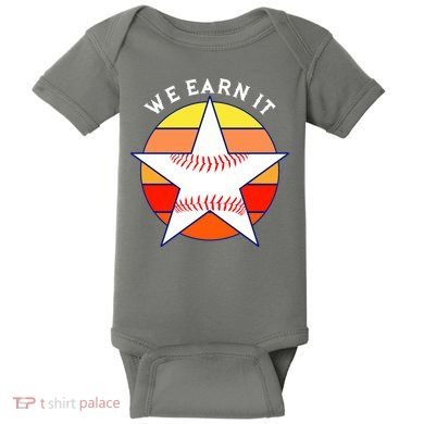 We Earn It Houston Throwback Baseball Star Baby Bodysuit