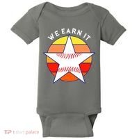 We Earn It Houston Throwback Baseball Star Baby Bodysuit thumb 0