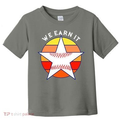 We Earn It Houston Throwback Baseball Star Toddler T-Shirt