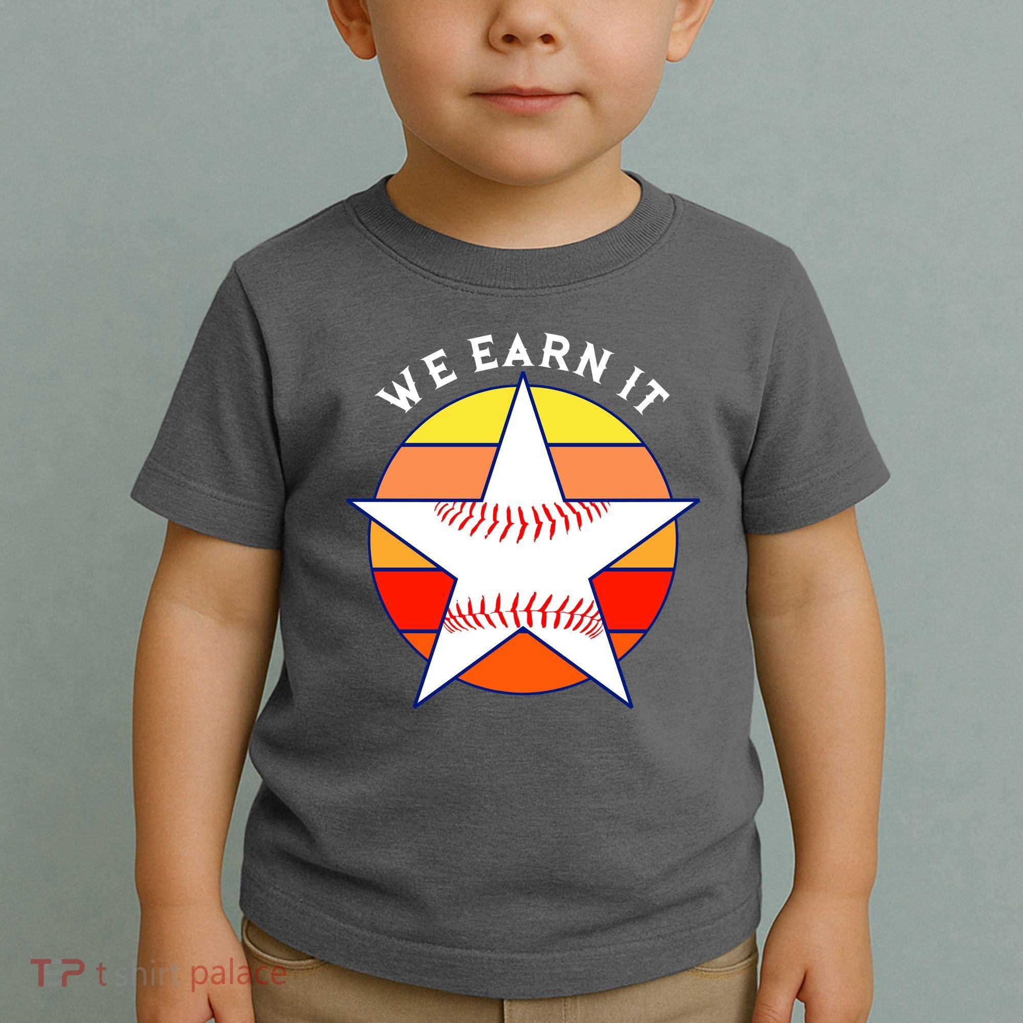 We Earn It Houston Throwback Baseball Star Toddler T-Shirt