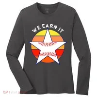We Earn It Houston Throwback Baseball Star Women's Long Sleeve Shirt thumb 0