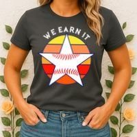 We Earn It Houston Throwback Baseball Star Women's T-Shirt thumb 2