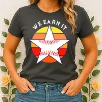 We Earn It Houston Throwback Baseball Star Women's T-Shirt thumb 2