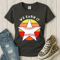 We Earn It Houston Throwback Baseball Star Women's T-Shirt thumb 3