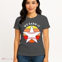 We Earn It Houston Throwback Baseball Star Women's T-Shirt thumb 4