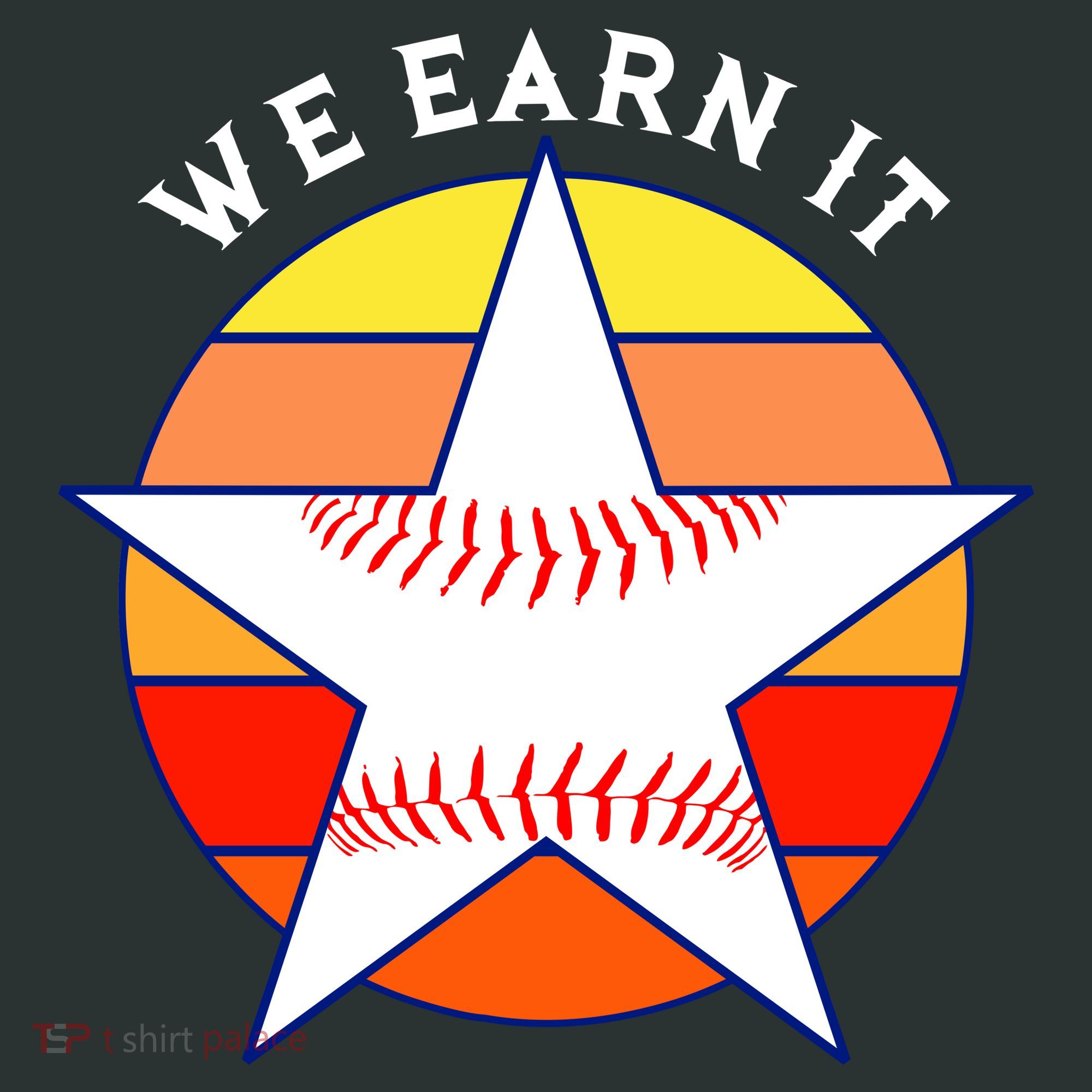 We Earn It Houston Throwback Baseball Star Women's T-Shirt